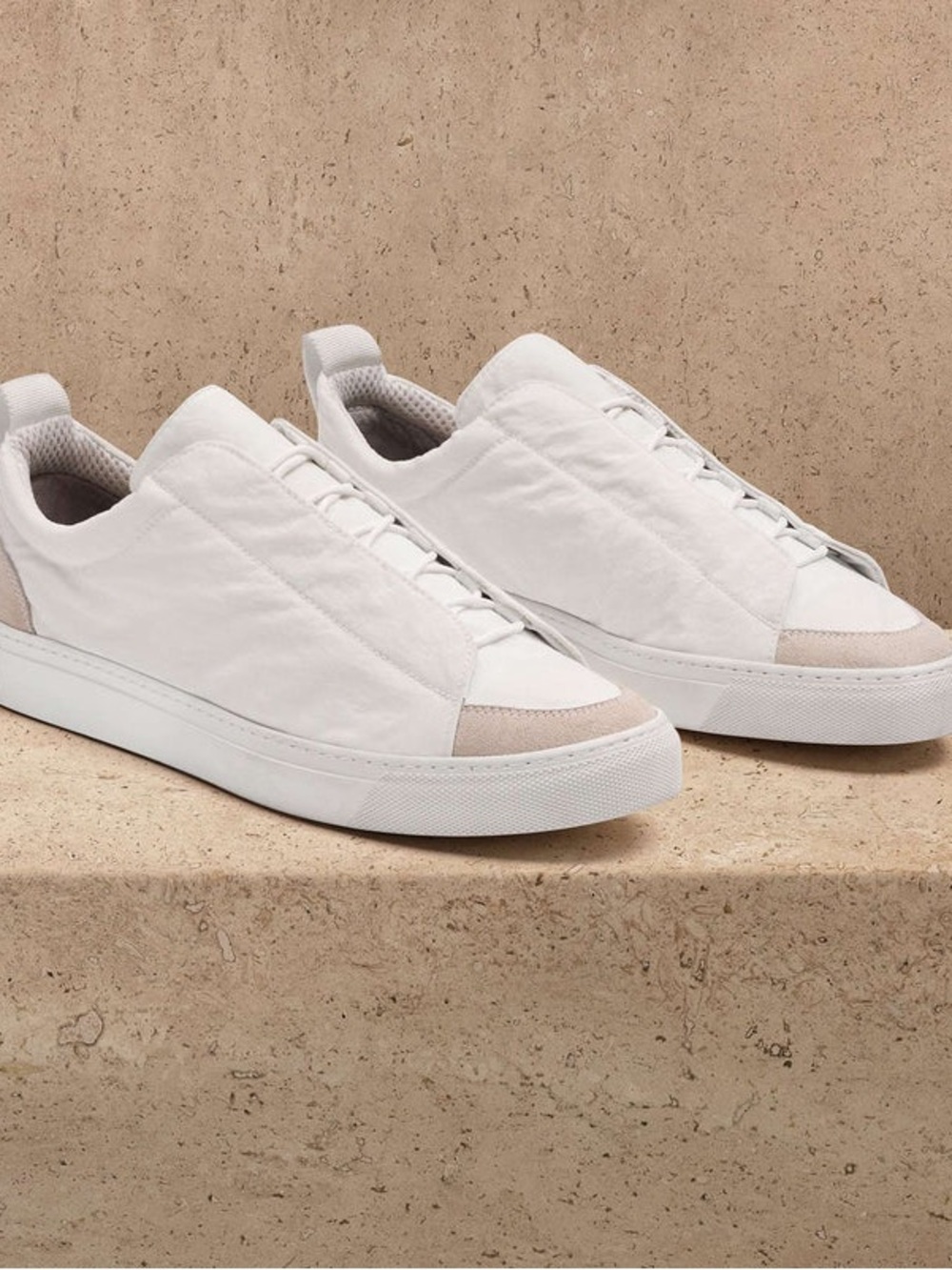 James Perse Women’s ‘Solstice Skate Low Top Sneaker’ in “White / Taupe” Size 9